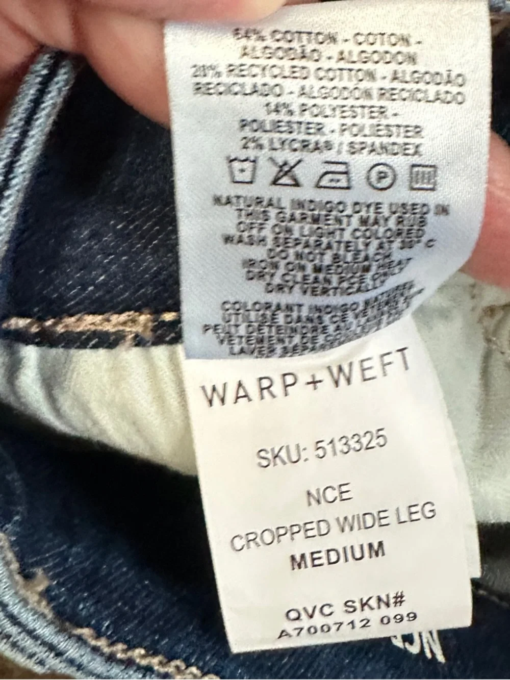 WARP + WEFT Blue Jeans Size 00/24 NCE CROPPED WIDE LEG MEDIUM Wash - Picture 11 of 16